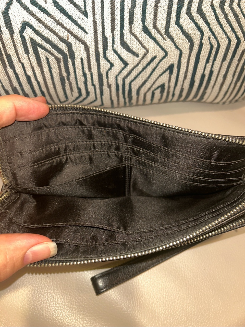 Coach Black Signature Double Zip C Wristlet with Silver Logo - Picture 10 of 12